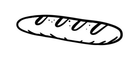 baguette es un vector de elemento de panadería dibujado a mano al estilo de un boceto de garabato. para menús de cafetería y panadería