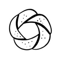 hornear boceto vectorial de elementos de panadería dibujados a mano de garabatos. para menús de cafetería y panadería vector
