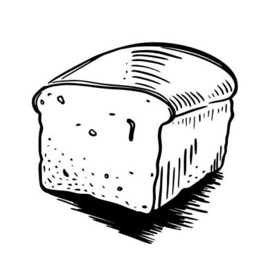 A loaf of bread is a hand-drawn bakery element Vector sketch of doodles. For cafe and bakery menus