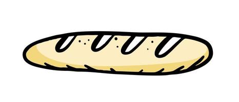 baguette es un vector de elemento de panadería dibujado a mano al estilo de un boceto de garabato. para menús de cafetería y panadería
