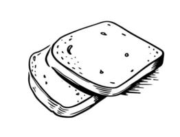 Toast is a hand-drawn bakery element Vector sketch of doodles. For cafe and bakery menus