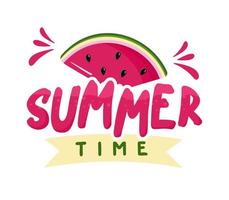 Lettering summer time on a white background Summer banner postcard Vector illustration in flat style