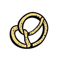 Pretzel is a hand-drawn bakery element Vector in the style of a doodle sketch. For cafe and bakery menus