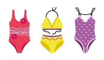 colección de elegantes trajes de baño y ropa interior de bikini concepto de verano ilustración vectorial aislado sobre fondo blanco vector