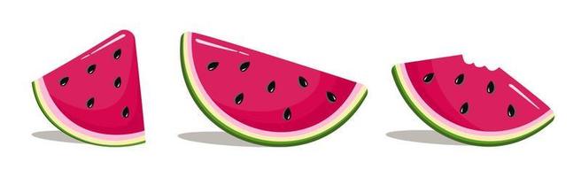 Watermelon slices set in cartoon style Summer Concept Vector illustration isolated on white background
