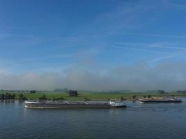 the Rhine river near Wesel in the morning photo