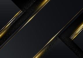 3D modern luxury template design black and golden squares stripes with gold glitter line light sparking on dark background vector