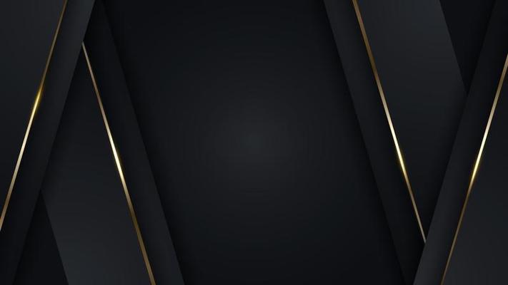 3D modern luxury banner template design black diagonal stripes with golden lines light sparking on dark background