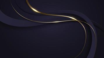 Abstract 3D luxury purple color wave lines with shiny golden curved line decoration vector