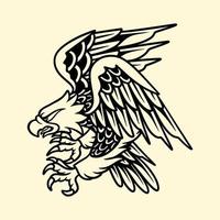 Illustration hand drawing eagle tattoo line vector