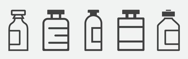 conjunto de iconos de vector de botella de agua sobre fondo blanco