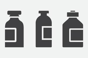 iconos de vector de botella de agua sobre fondo blanco