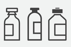 iconos de vector de botella de agua sobre fondo blanco