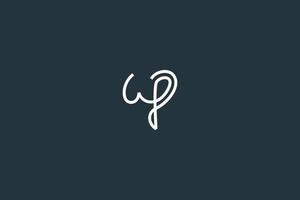 Initial Letter WP Handwriting Logo Design Vector Template