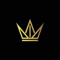 corona rey, oro, elegante, simple, diseño, lujo, real, fondo negro. vector
