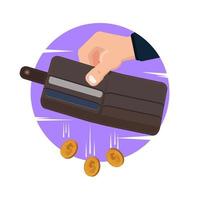 Hand holding empty wallet with coins vector