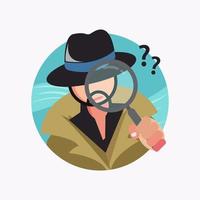 Detective and magnifying glass, searching icon concept design vector illustration