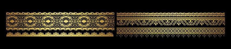 set of golden decorative borders vector eps 10