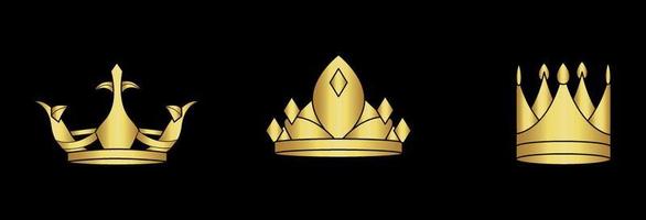 Gold crown icon collection vector
