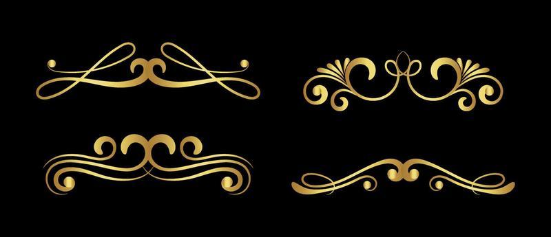 set of gold dividers vector eps 10