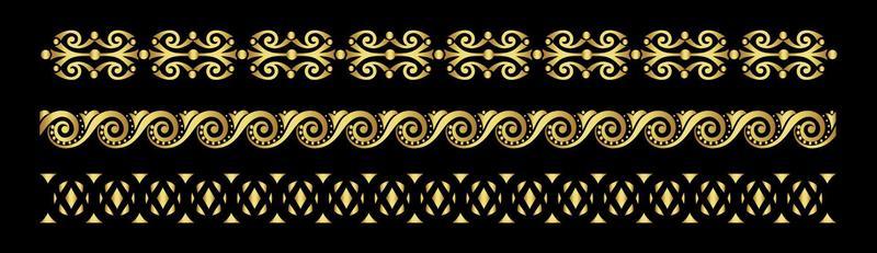 set of golden borders vector