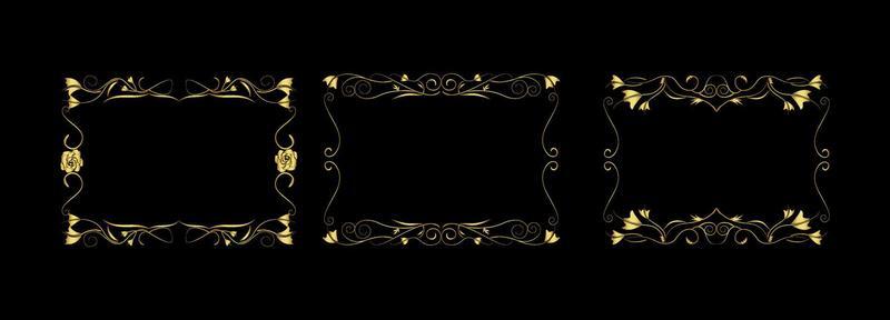 set of golden frames vector