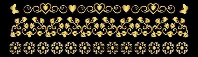 set of gold floral borders