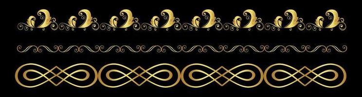 set of golden decorative borders vector illustration