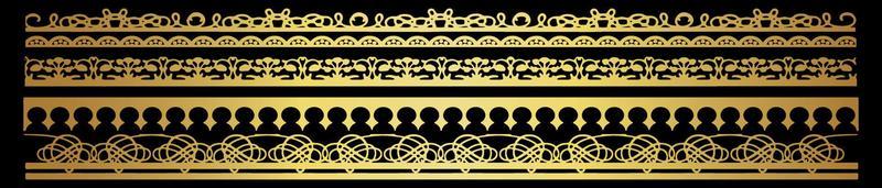 gold borders on black background vector illustration