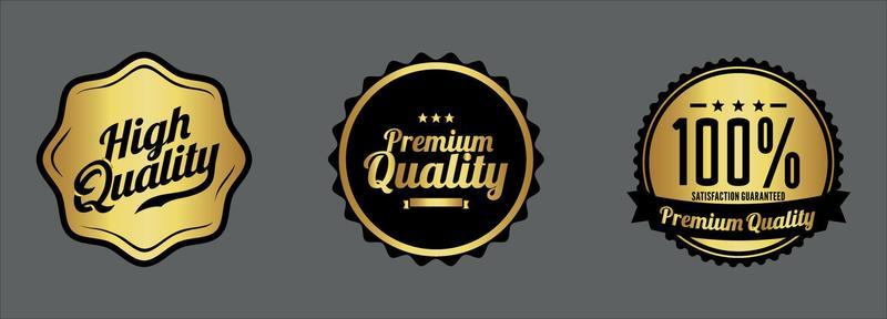 Set of Luxury Gold Quality Badges Vector