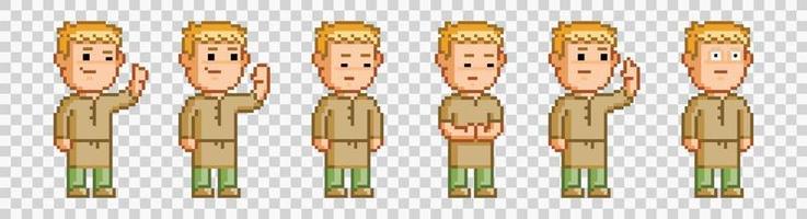pixel art grupo de personajes hombres vector ilustración