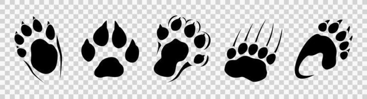 animals black footprints set vector