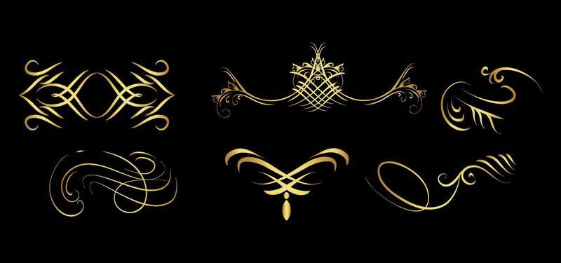 golden swirl elements vector