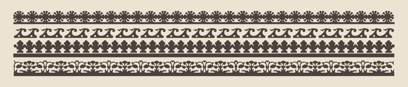 Set of decorative floral seamless ornamental border vector