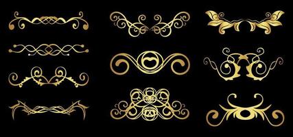 Set of gold dividers vector
