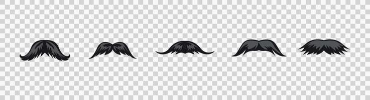 Set of Mustaches. Black silhouette of adult man moustaches vector