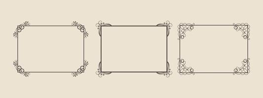 Decorative vintage frames and borders set. Retro ornamental rectangle frame collection, wedding ornate deco templates vector eps 10