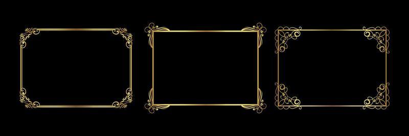 set of golden frames vector eps 10