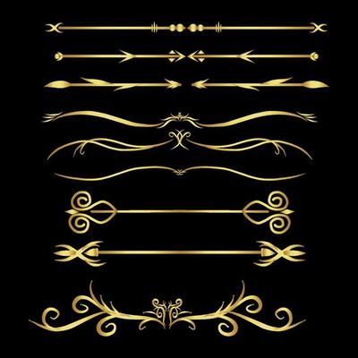 set of golden borders vector