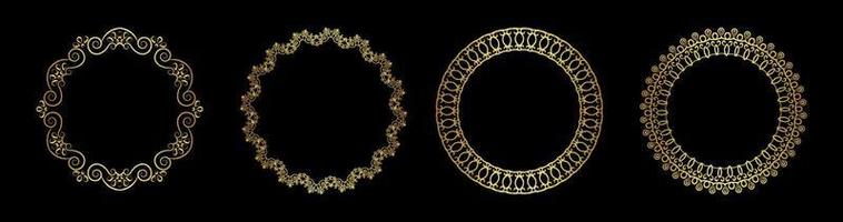 set of golden circle frames vector