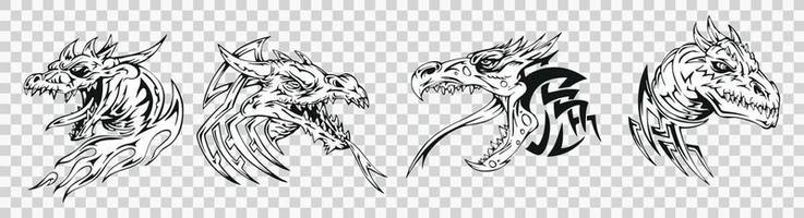 Dragon Doodle Sketch Tattoo Vector