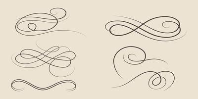 Swirl ornament strokes. Filigree swirl decoration, vintage scroll swirls vector illustration