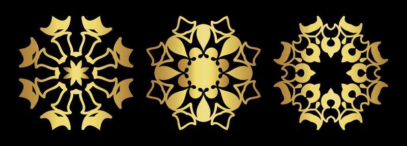 gold mandala set on black background vector eps 10