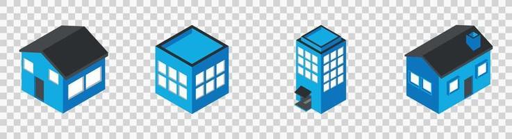 Set of isometric city buildings. private houses, skyscrapers, real estate, public buildings, hotels vector