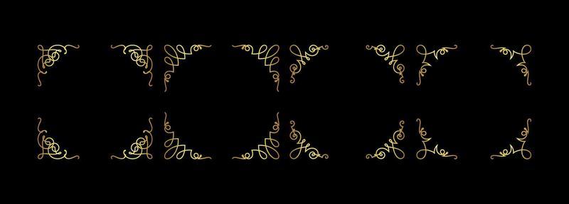 set of elegant golden ornamental frames vector illustration design