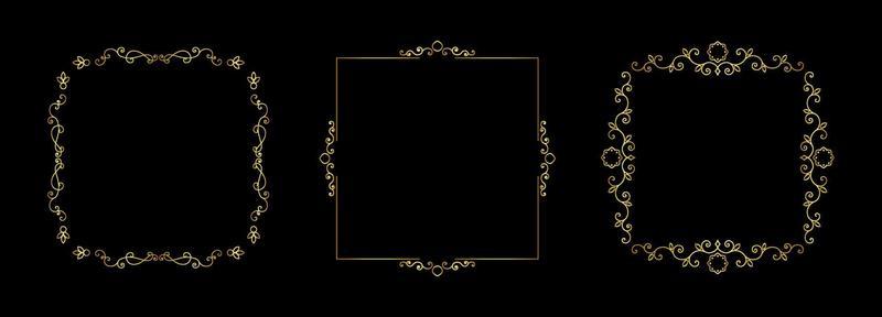 set of gold frames vector eps 10