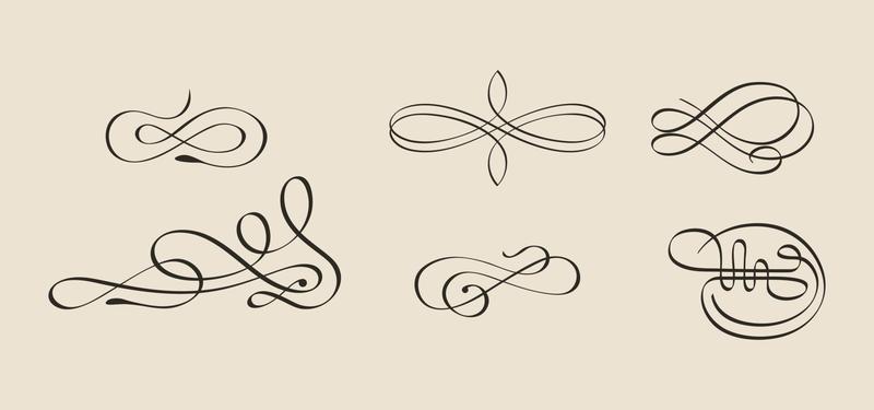 Swirl ornament strokes. Filigree swirl decoration, vintage scroll swirls vector eps 10