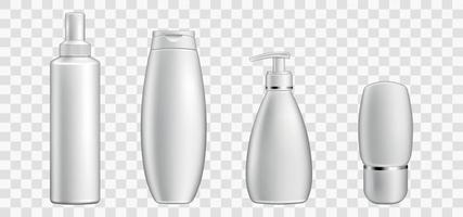 maqueta de embalaje cosmético en blanco. tubo, spray, botella con bomba de presión. vector