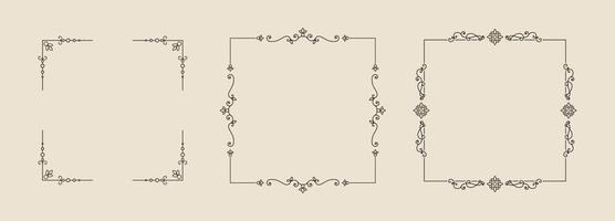 Decorative vintage frames and borders set. Retro ornamental rectangle frame collection, wedding ornate deco templates, antique borders vector