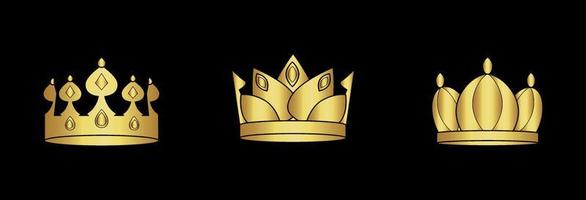 Gold crown icons vector